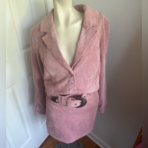 For love & lemons pink corduroy blazer skirt set - Picture 2 of 7